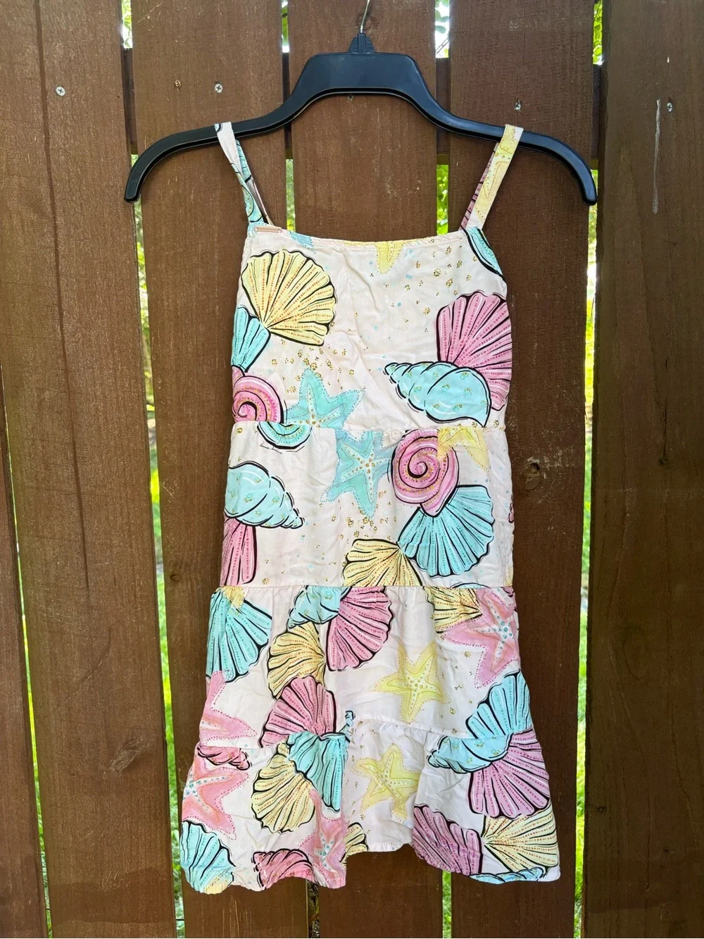 Turma Bacana Girls Seashell Starfish Sundress Beach Dress Pink Blue size 8